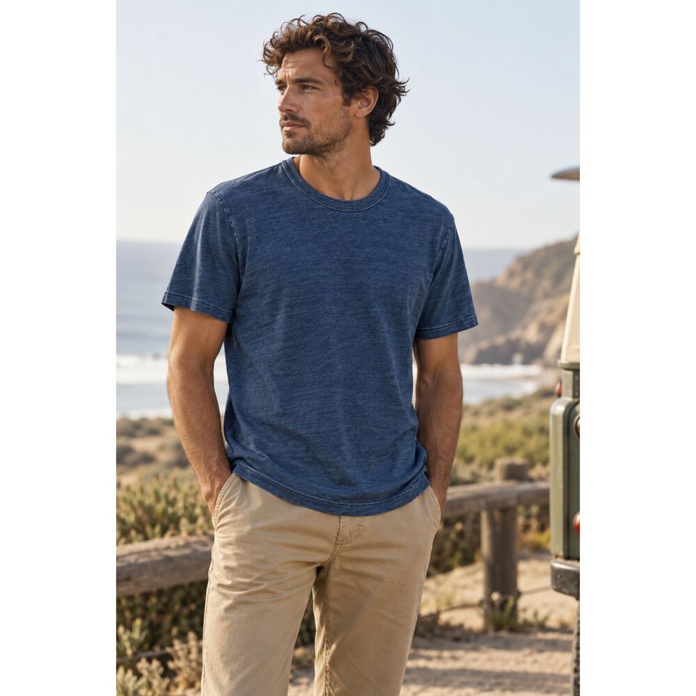 BUCK MASON Blue Crewneck Short Sleeve T Shirt Tee Top  Mens Size Medium